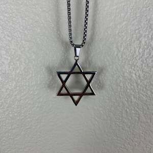 Mens Stainless Steel Star Of David Pendant